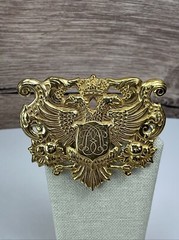 Vintage Miriam Haskell Russian Gold Brooch Crest Coat Of Arms Eagle Phoenix