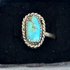 Vintage 925 Sterling Silver Turquoise Southwestern Old Pawn Band Ring Size 4.5