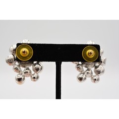 Vintage Crystal Cluster Earrings Chunky Rhinestone Pearl Heavy Bridal NOS 1980s