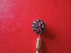 J7294 ANTIQUE BOHEMIAN TOMBAK GARNET CUFF BRACELET SEE DESCRIPTION