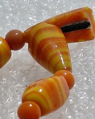 Vintage 1930s Czech or Italian Art Glass Beads 23″ Necklace Yellow Brown Knotted