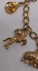 Western Cowboy Rodeo Charm Bracelet Solid Copper Gold Tone Horse Buffalo Wagon