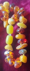 Vintage Baltic Butterscotch Egg Yolk and Cognac Amber Tear Drop Necklace 16.5″