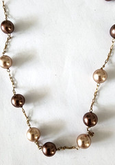 Vintage RMN goldtone chain with 2 tone brown faux pearls beads