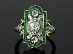 Art Deco 3CT Lab-Created Diamond Three-Stone Wedding 14K Yellow Gold Finish Ring