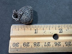 6.83g Vintage Sterling Silver 925 Locket Purse Shape Pendant Sparkling Beaded M