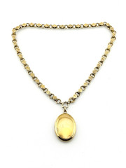 Antique Victorian Gold Filled Book Chain Necklace Locket Clasp 15 Inch