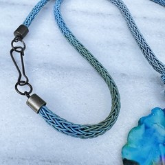 Vintage Leaf Charm Necklace Turquoise Polymer Clay Beach Fairycore Memphis Style