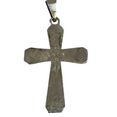 Vintage Taxco Mexico 925 Sterling Silver Black Onyx Inlay Striped Cross Pendant