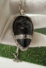 Sign Sajen 925 Gems Black Goddess Large Pendant Hand Made 22.5”Chain Necklace