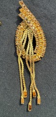 Vintage Rhinestone pendant & Clip On Earrings Set Amber Topaz Dangle Fringe
