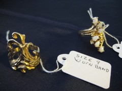 VTG LARGE SZ RINGS VARIES SIGNED PCS. 18K GE, SARAH, BEKAUCH, ESPSITO, SZ 7,8,9