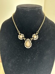 Vintage SARAH COVENTRY Empress Faux Fire Opal Glass Pearl Bead Necklace