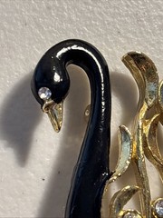 Gerry’s Black & Gold Swan Rhinestone Enamel Pendent Gerry’s 1.5″ Vintage