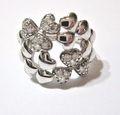 VINTAGE STERLING SILVER HEARTS SMOOTH AND CZ CHIPS IRELAND DESIGNER SIGNED KCGC
