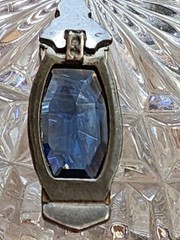 Vintage Art Deco Necklace Blue Glass Articulated 15 Inches/2.25 In Pendant READ