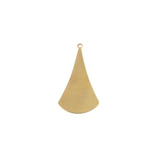 1 Loop Raw Brass Long Flat Rounded Triangle Pendant 33x18mm (6)