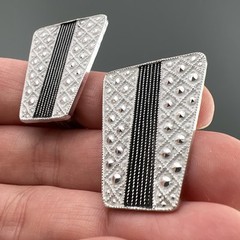 Vintage Art Deco Clip Earrings Lot of 3 Silver Tone Cut Steel Western Germany