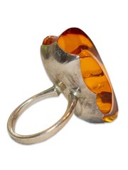 Vintage Baltic Cognac Amber Sterling Silver Ring US 6 1/4