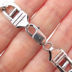 925 Sterling Silver Vintage Italy Anchor Mariner Link Bracelet 8.75″