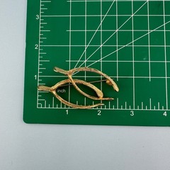 Vintage Designer Brooch Lot Gold Tone Textured Brushed Leaf Wishbone Signed