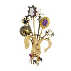 Antique Victorian Custom 6 Gold Silver Stick Pin Bundle Pearl & Gemstone Brooch