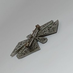 Vintage Silver Tone Maltese Cross Pin Brooch Motifs Ornate Openwork Filigree