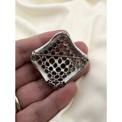 Vintage Rhinestone Encrusted Diamond Shaped Brooch