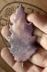 Vintage/Antique Copper Enamel Handmade Red Oak Leaf Brooch Pin PURPLE/PINK
