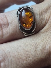 Baltic Amber 925 Ring Vintage Silver Artisan Estate 6.5