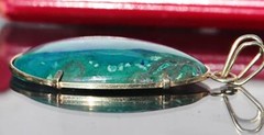 14k yellow gold pendant 38.7ct turquoise solitaire 1920’s antique 10.5gr N2606D