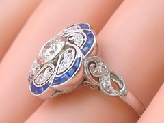 Floral Cocktail Art Deco Style Ring 2.1 Ct Simulated Diamond 14k White Gold Over