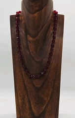 Chaps Necklace Red Faceted Beaded Silver tone Couture Vintage 21 in
