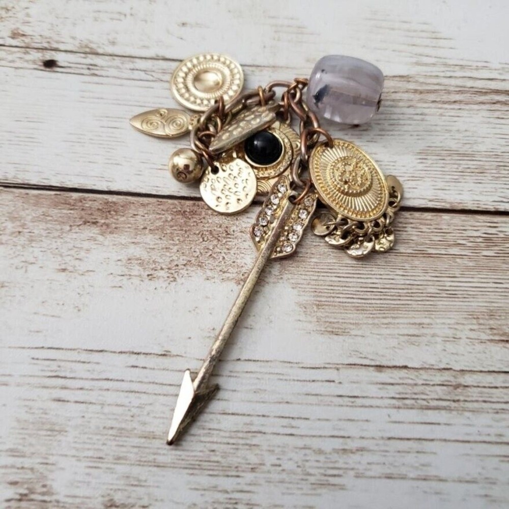 Vintage Pendant Gold Tone Charms with Arrow (Pendant Only – No Chain Included)