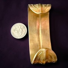 Brass Cuff Bracelet Vintage Wide Floral Engraved Boho 1970s 6 Inch Adjustable