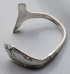 Artisan Made Fish Tail Cuff Bracelet Silver Plate Wm. A Rogers Spoon