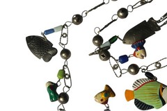 Vintage Mexican Wedding Necklace Fish Charm 32in Unique Ethnic Figural