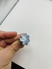 Vintage Sterling Silver Size 6 Spring Pastel Blue Flower Statement Cocktail Ring