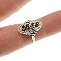 14k Solid Yellow and White Gold Natural Ruby and Diamond Ring Sizd 5.75