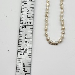 Lovely VTG rice pearl necklace two single strands 32″ bridal no clasp natural
