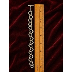 Sterling Silver Hammered Heart Link Bracelet