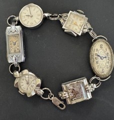 Vintage 6 Watch Head Bracelet Wittnauer 10K GF Paul Breguette 17J Swiss