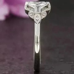 3.25Ct Art Deco Style Lab-Created Diamond Engagement 14K White Gold Finish Ring