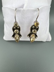 Vintage Earrings Sterling Silver 925 Citrine Anglesite Gemstone French Wire Hook