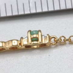 Tiny delicate Gold tone chain links 6 3/4″ Bracelet w/4 round Peridot stones