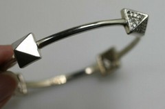 Noir DC comics Jewelry Pyramid Pave Crystal spike Bangle Bracelet silver tone