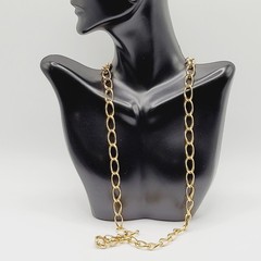Curved Curb Oval Link Shiny Gold Tone Versatile Single Chain Necklace 24 inch