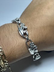 Danish Designer La Paglia Sterling Silver Floral Link Flower Bracelet 6.25in