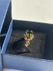 Vintage Green Cubic Zirconia Ring Gold Plated Womens Size 6