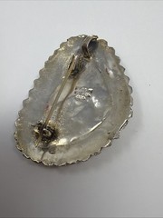 ISRAEL 935 Sterling Silver Gold Tone Vintage Amethyst Brooch Pin Pendant